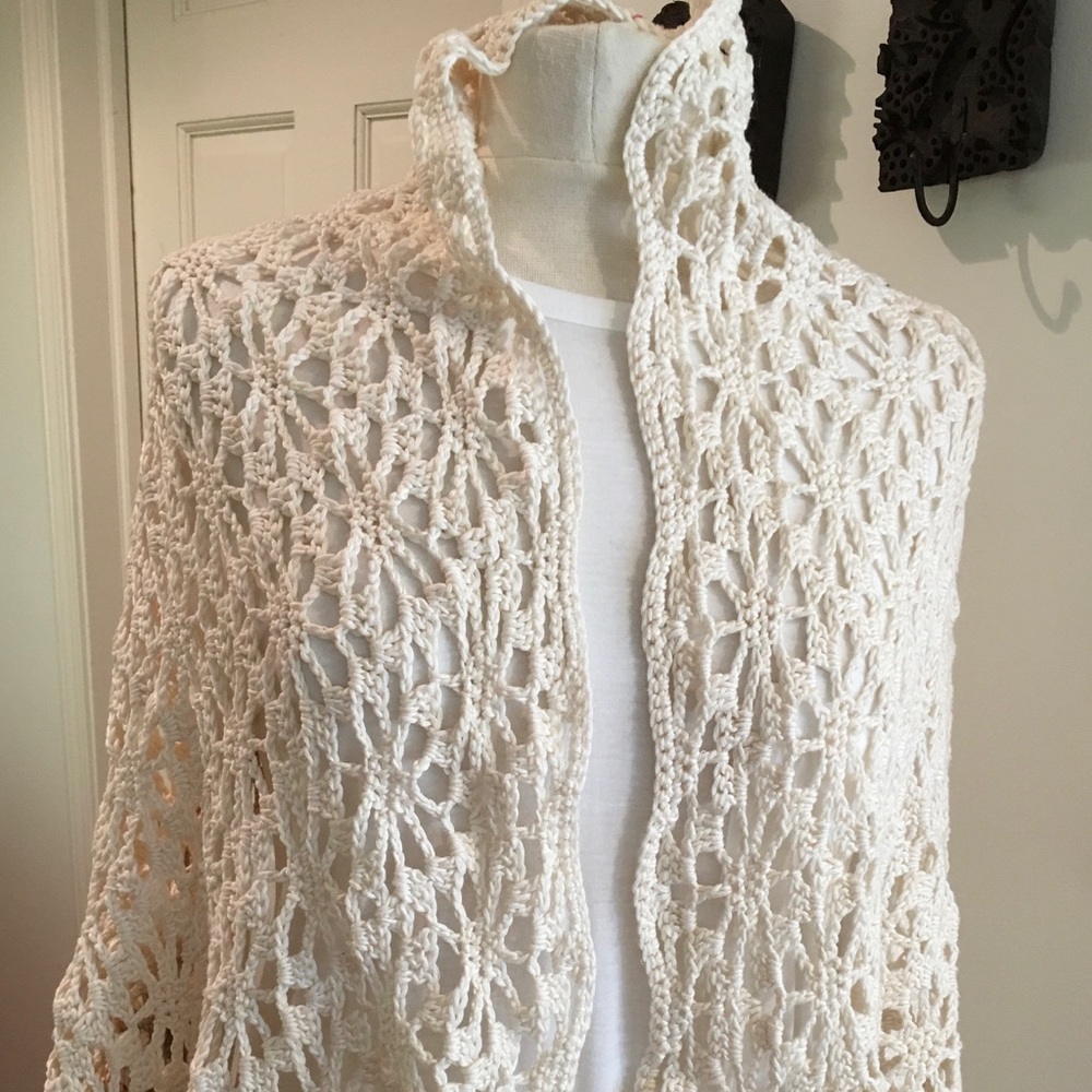 Hand knit artful shawl